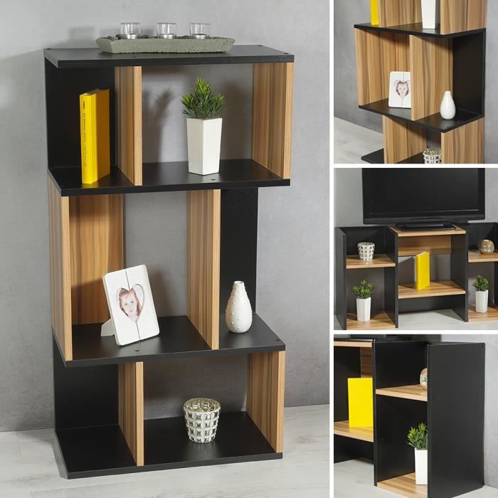 Etagere Separateur De Chambre Noir Marron Achat Vente Meuble