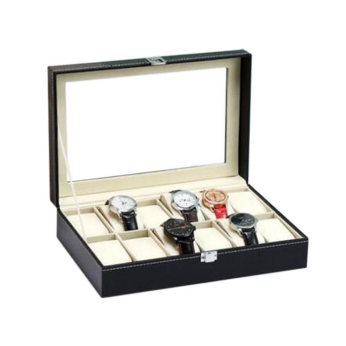 Montre en cuir PU de luxe Montre à 12 fentes