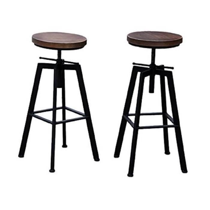 Lot de 4 Tabourets de Bar Réglable YAKO 2 Design Luxe Vintage Industriel