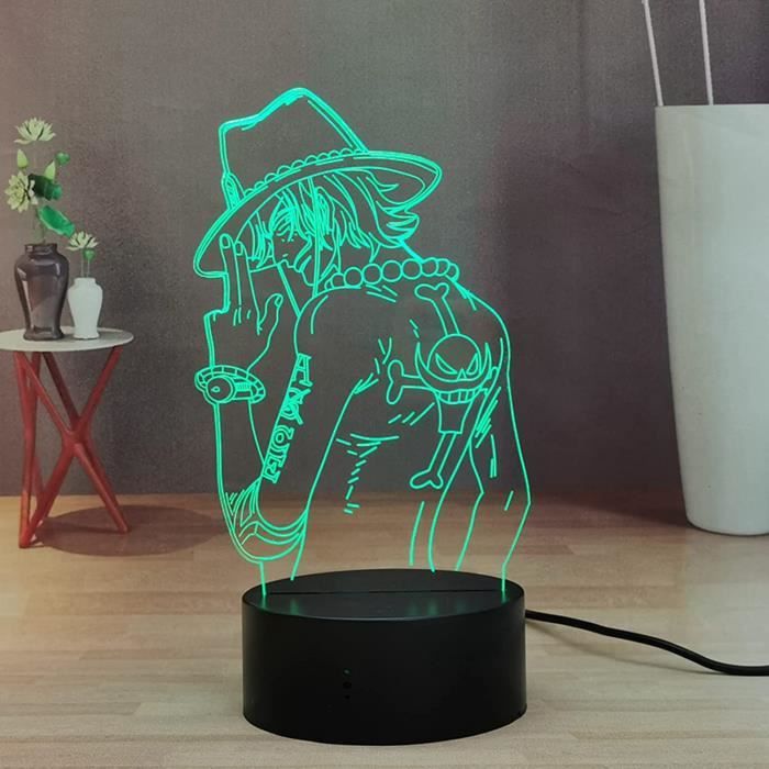 Lampe 3d figurine manga, manga luffy Lampe de nuit led
