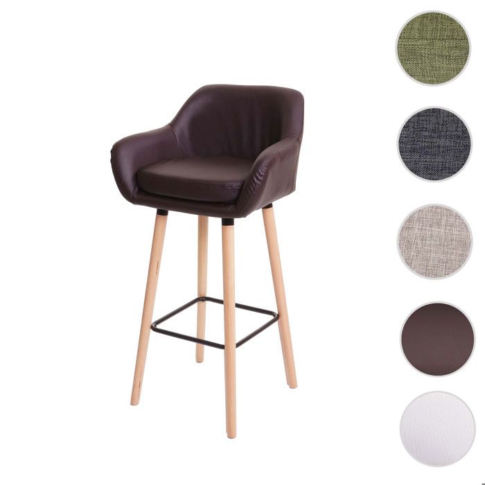 MCW Tabouret de bar Malmö T381 simili cuir marron