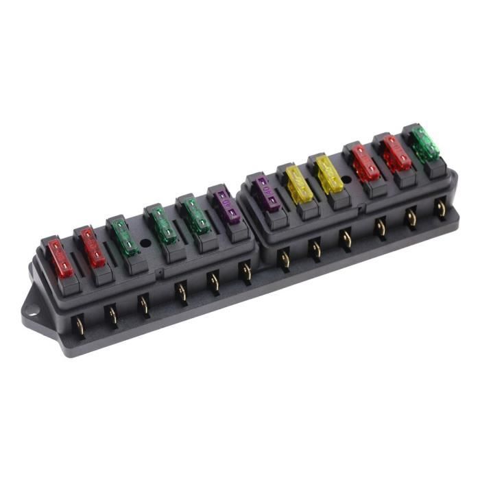 Boîte à fusibles 12 voies, 12V 24V 32V 40a, 1 pièce, couvercle en Boîte à fusibles 12 voies, 12V 24V 32V 40a, 1 pièce, couvercle en