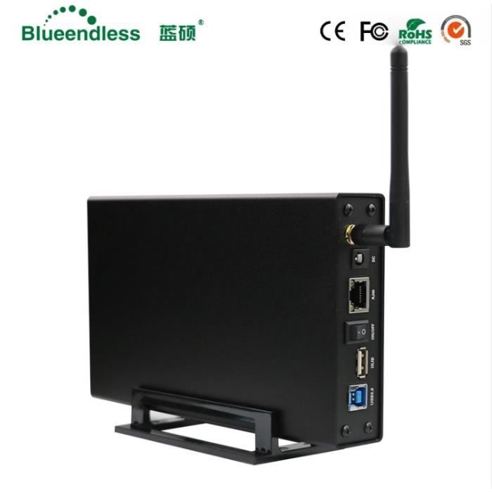 Etui de disque dur externe RJ45 Nas Wifi Antenne Sans fil Wifi Sata Usb