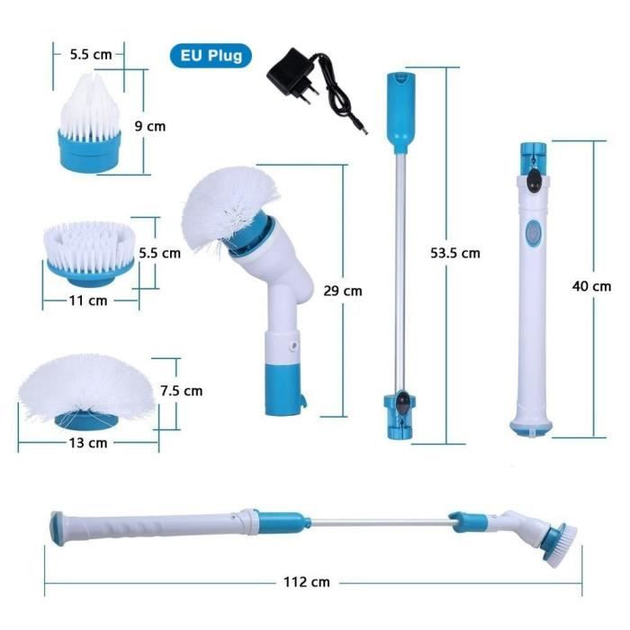 Venkuber Brosse De Nettoyage électrique, Autolaveuse Rotative Electrique Autolaveuse Rotative Electrique Sans Fil 9 Tetes De Brosse Remplacables 98313223