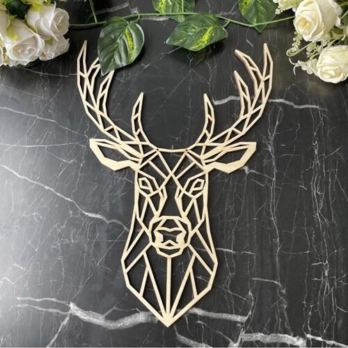 Tête De Renne Origami Blanc – Décoration Bois 12 Cm