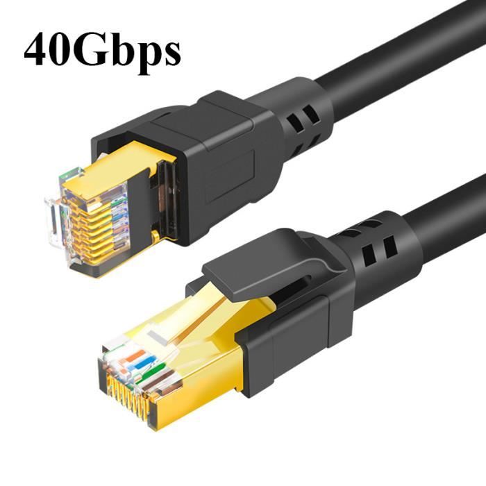 cordon de raccordement LAN tressé en nylon haute vitesse Câble Ethernet Cat8 10M pour modem//routeur//commutateur plus rapide que Cat5e//Cat6//Cat7 câble plat blindé RJ45 40Gbps 2000Mhz