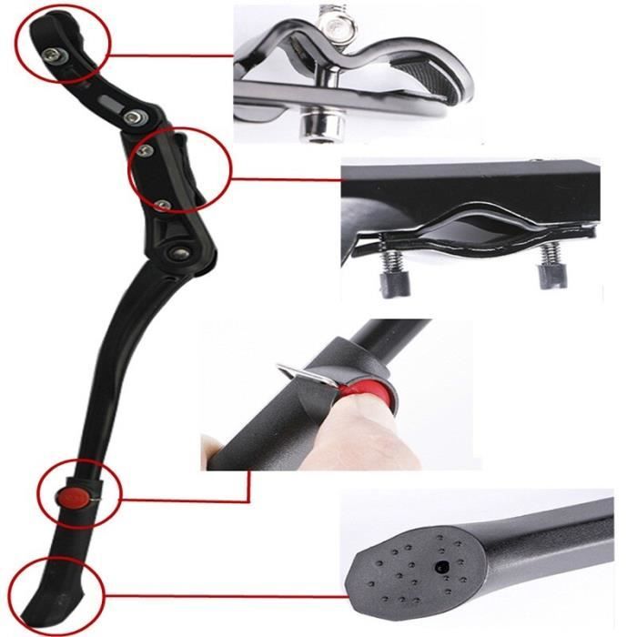 Béquille Arrière Simple Vélo – Uxcell – Alu Noir – Pour Roue 24 Pouces
