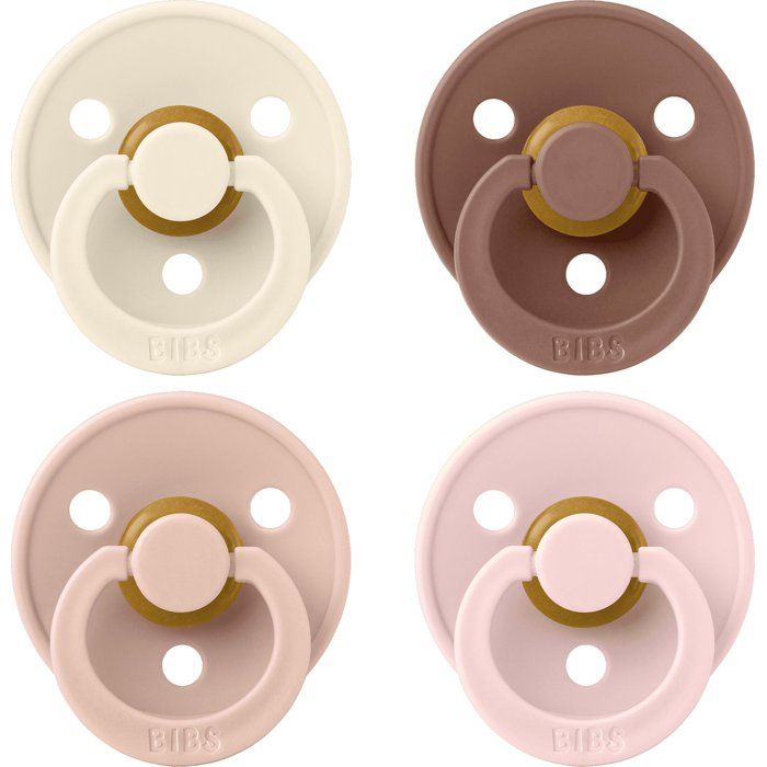 Sucette bébé - BIBS - Colour - Embout rond - Pack de 4 - Caoutchouc naturel - Taille 1 Ivory Blush Woodchuck Blossom