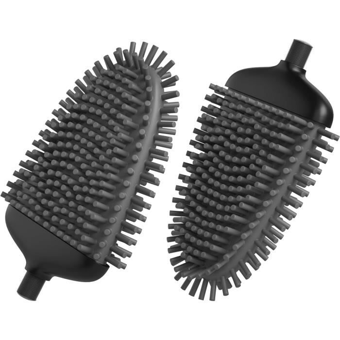 Lindoya Set Di Ricambio Scopino WC, 1 Manico In Acciaio Inox Nero E 2 Testine In Silicone, Asciugatura Rapida, Intercambiabile - 2