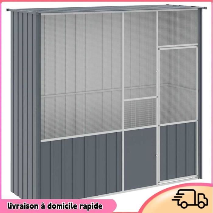 Comparer les prix de Cocosity Cage à oiseaux anthracite 215x78x200 cm acier galvanisé - 7894202822392
