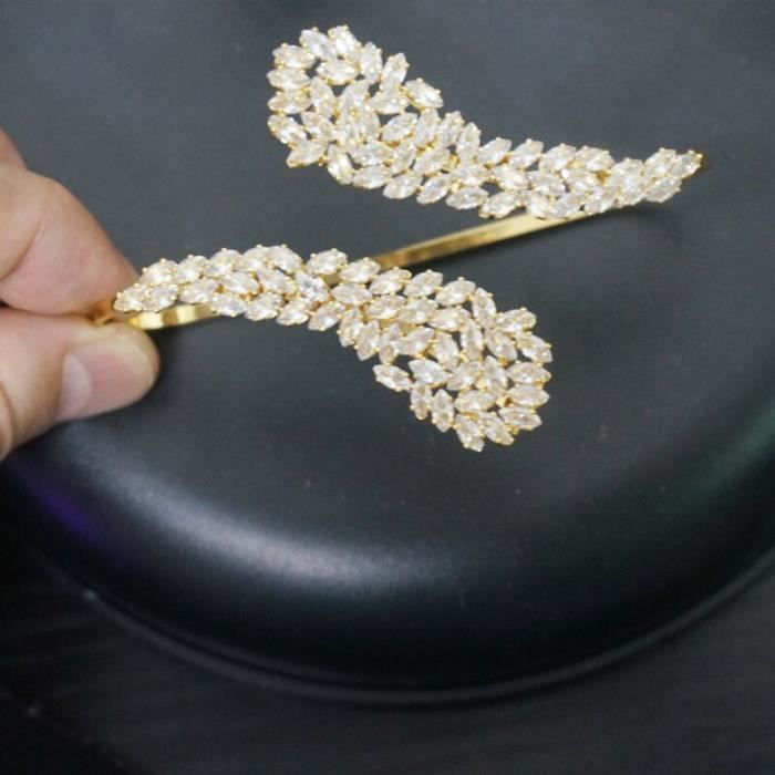 Bracelet YX7AS Plante feuille cristal main paume cubique zircone manchette bal mariage bijoux