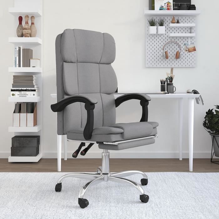famirosa fauteuil inclinable de bureau gris clair tissu-627