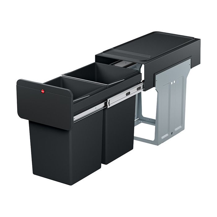 Poubelle De Cuisine Tri Sélectif 3x15L - Pédales Colorées - Couvercle Silencieux - Acier Inox/plastique - 45.5x30.5x66 Cm - Noir