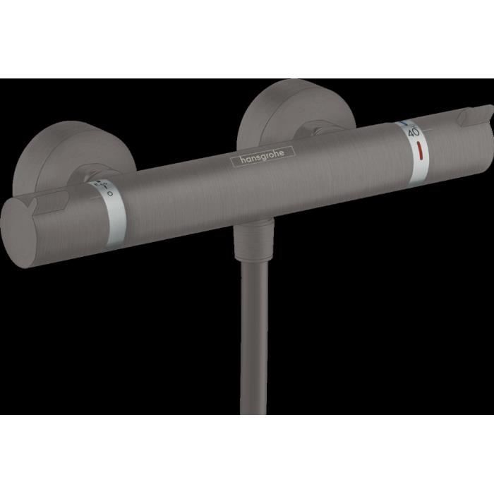 Mitigeur Thermostatique douche HANSGROHE Ecostat noir chromé brossé