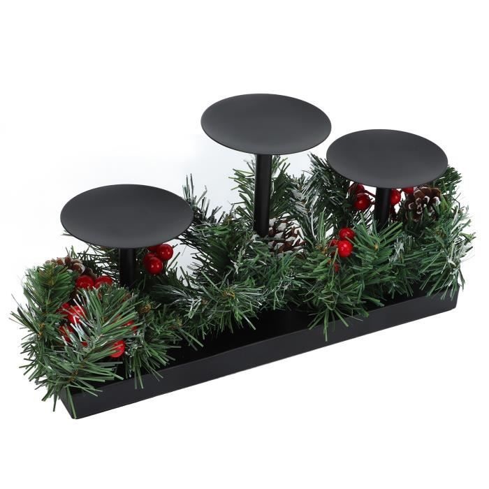 Zasvec Set 4 Bougeoirs Métal Noir - Support Bougie Pilier, Plateau Déco Fête - 10x1.5cm