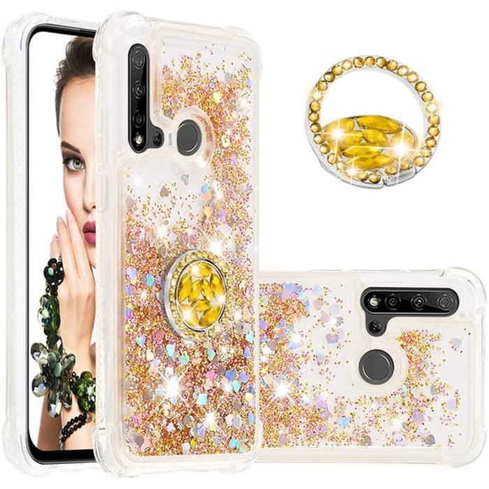 CADORABO - Custodia Compatibile Con Huawei Nova 5i / P20 Lite 2019 In Viola Con Glitter - Coperchio Protettivo In Silicone Tpu Flessibile Con Glitter Scintillanti