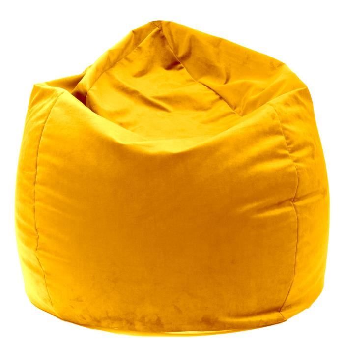 pouf poire - jumbo bag - william velvet - jaune - 80x130 cm - velours 100% polyester - utilisation intérieure