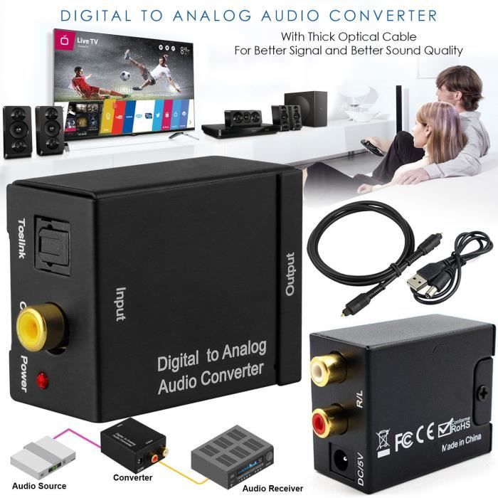 Kit de conversion audio analogique/numérique - 1 entrée RCA / 1 sortie  optique ou coaxial