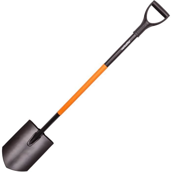 MIVOS Bêche à Pointe en Acier au Carbone - 124 cm - Bêche de Jardinage ...