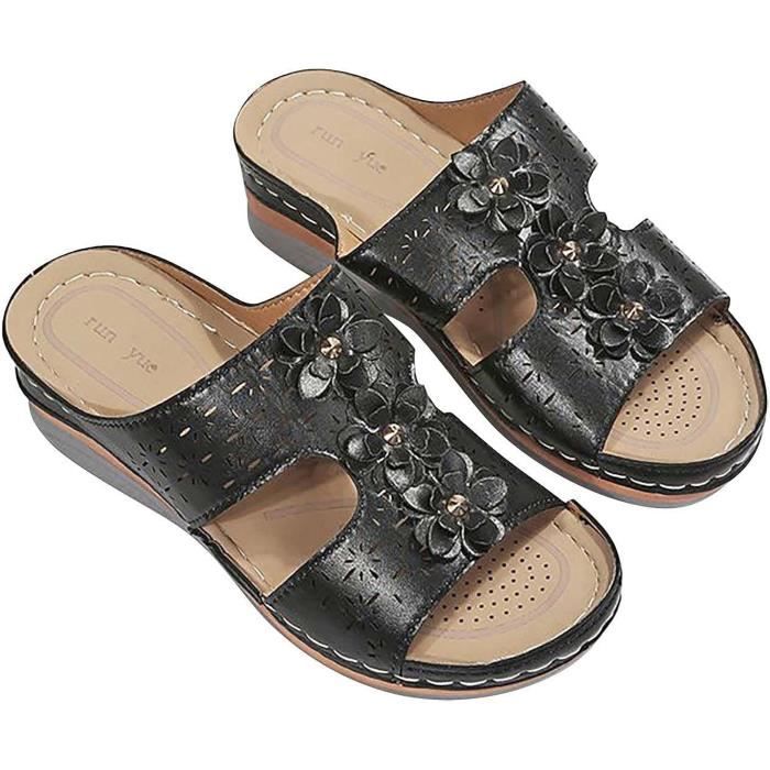 Générique Sandales Femmes Nu-pieds Orthopédique Compensées Chaussures De Plage Antidérapantes Respirantes Bohême Bout Ouvert Chaussures Confortable de Plage Romain