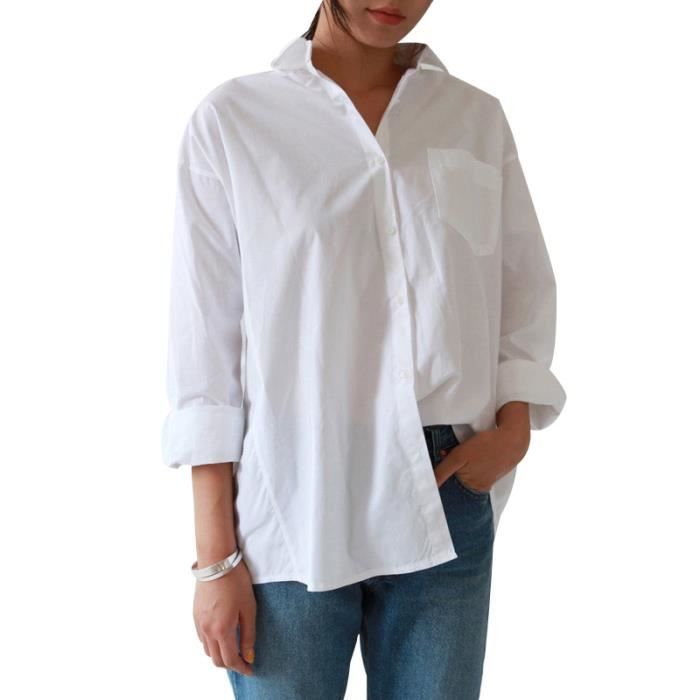 Mode Femme Chemise Loisir Manche Longue Revers Casuel en vrac Haut Jupe Plus Mode Femme Chemise Loisir Manche Longue Revers Casuel en vrac Haut Jupe Plus