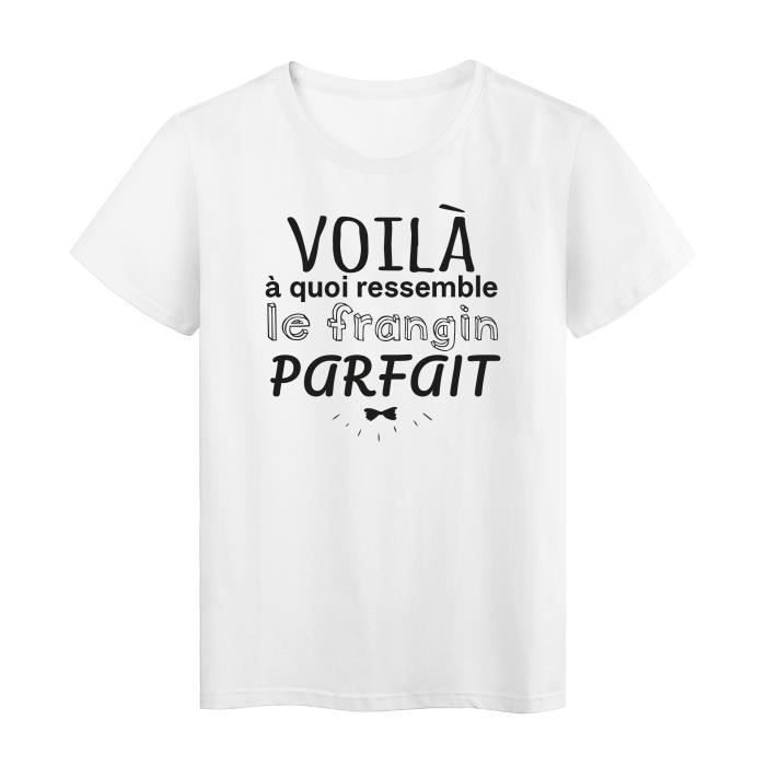 T Shirt Imprime Citation Humour Voila A Quoi Ressemble Le Frangin Parfait Ref 2753 Blanc Cdiscount Pret A Porter
