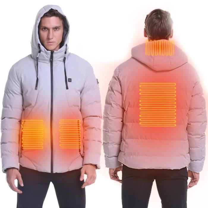 Manteau Chauffant Homme Avec Capuche Amovible - 24 Zones, Rechargeable USB, Contrôle Quad, Imperméable