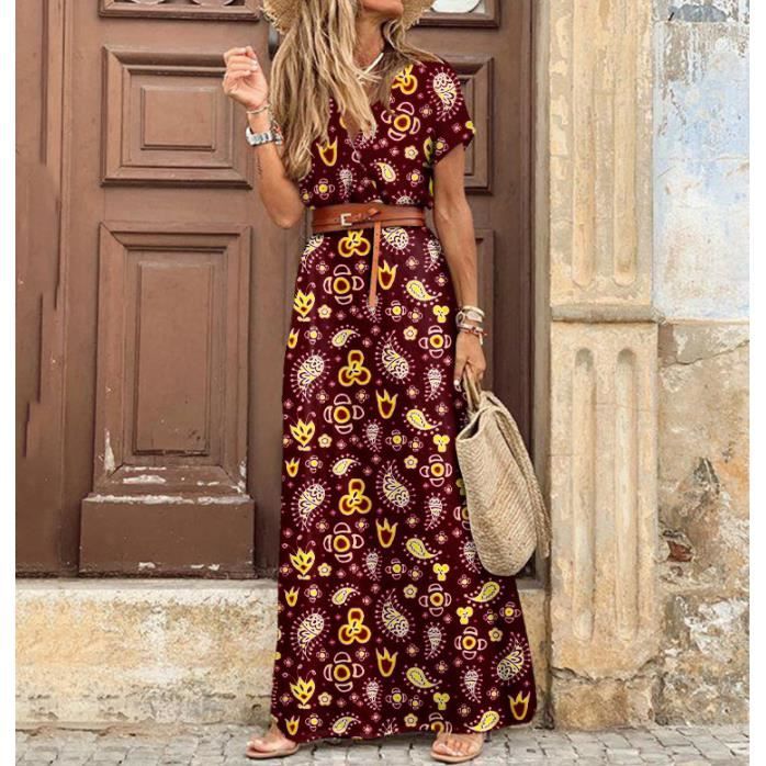 Robe longue boheme manche courte hotsell