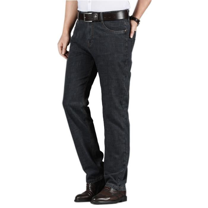 Jean Homme,Jeans Homme Regular en Coton Coupe Droite de Travail et Loisirs,Classique Pantalon Homme Jeans Mince d'été-Noir
