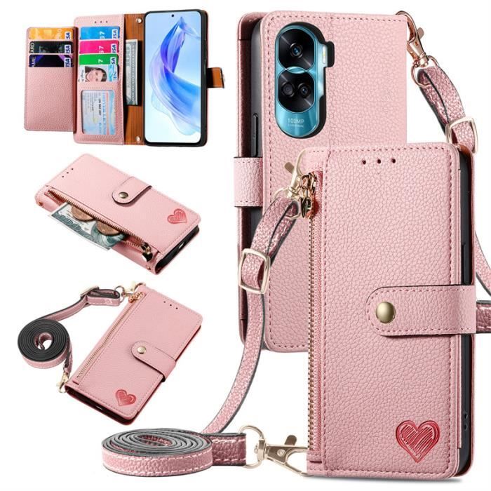 Coque Portefeuille Cuir Dragonfly Zipper – Pour IPhone Ou Samsung Galaxy (MN2808, Neuve)