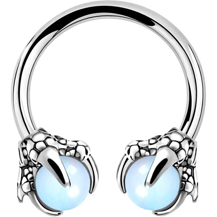 Anneau De Nez Fer à Cheval 20G (0,8mm) - Diamètre Intérieur 8mm - Acier Chirurgical 316L - Avec 2 Boules De 3mm Et Pince