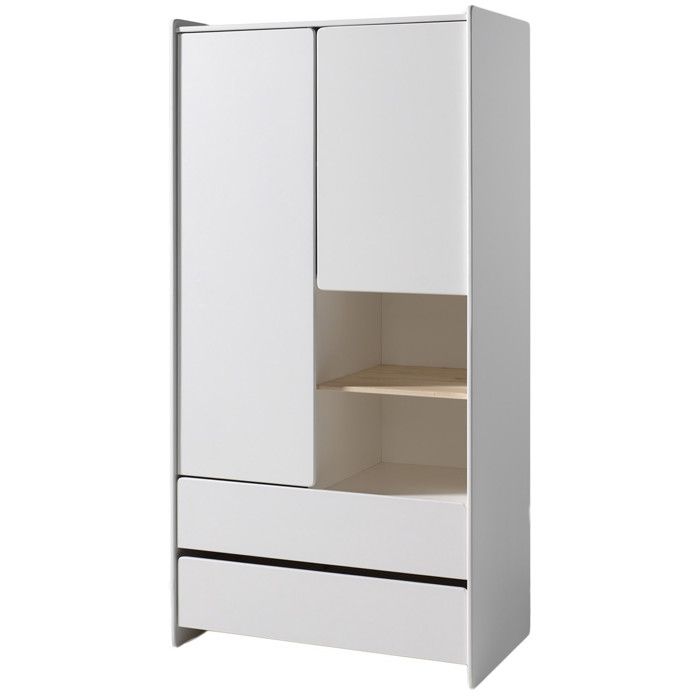 Armoire 2 Portes & 2 Tiroirs Kiddy 90cm Blanc Armoire 2 Portes & 2 Tiroirs Kiddy 90cm Blanc