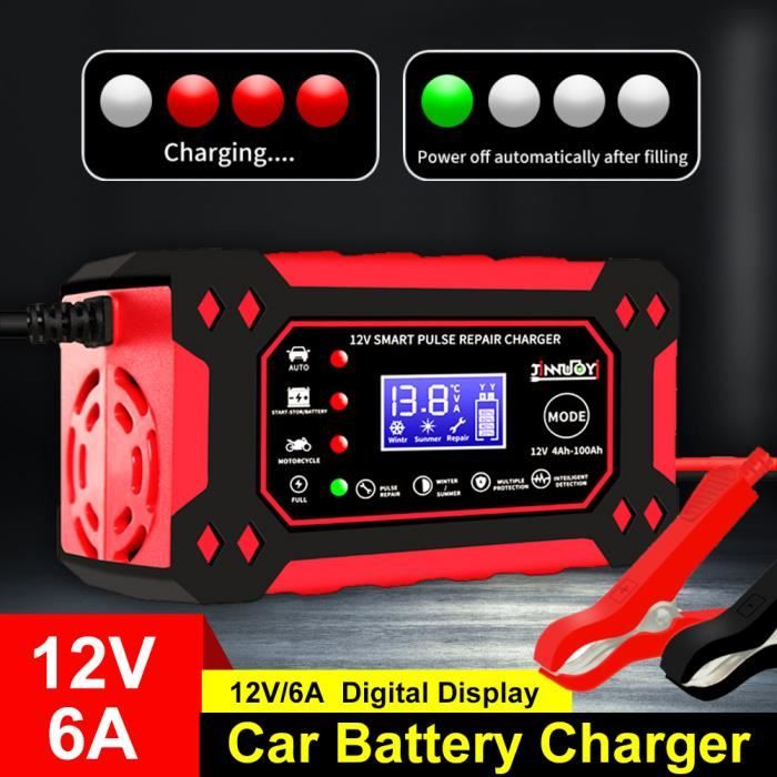 Chargeur De Intelligent Batterie Automatique 12V-10A Pulse Repair  Maintenance,Avec Écran Lcd Pour Agm Gel Wet Lead Acid-jaune - Cdiscount Auto