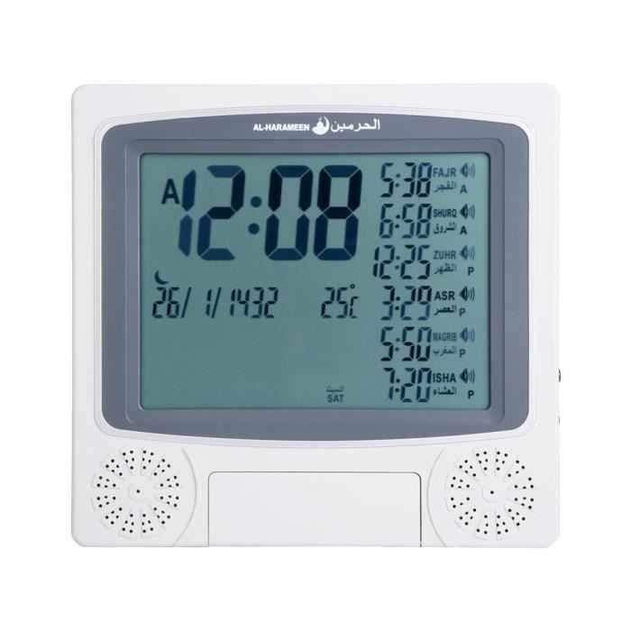 Hitopin Horloge Prière Islamique Azan - Affichage Heures Prière, Qibla, Température - Couleur Or
