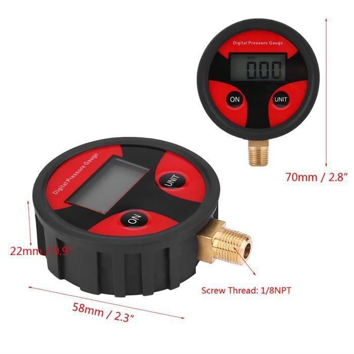 Manomètre Pression Pneu Numérique 60 PSI - Portable, Précis ±0.2PSI - Pour Voiture, Moto, Vélo