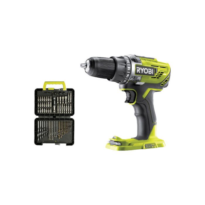 Pack RYOBI - Perceuse-visseuse R18DD3-0 - 18V One+ sans batterie ni chargeur - Coffret 60 accessoires - perçage et vissage RAK60DDF Pack RYOBI - Perceuse-visseuse R18DD3-0 - 18V One+ sans batterie ni chargeur - Coffret 60 accessoires - perçage et vissage RAK60DDF