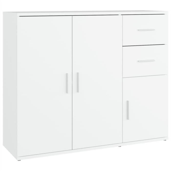 Buffet bas - SALALIS - SP033594 - Bois dingénierie - 91x295x75 cm - Couleur blanche