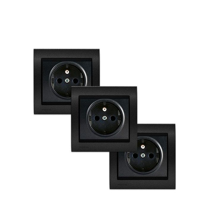 Enjoliveur De Prise ARNOULD CLUB - Modèle 2P+T Anthracite Noir - Occasion, Bon état Général