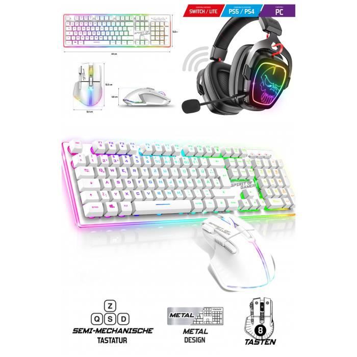 Pack Gamer ULTIMATE 600 – Spirit of Gamer – Clavier Souris Casque – Sans Fil – RGB – Bluetooth 7.1