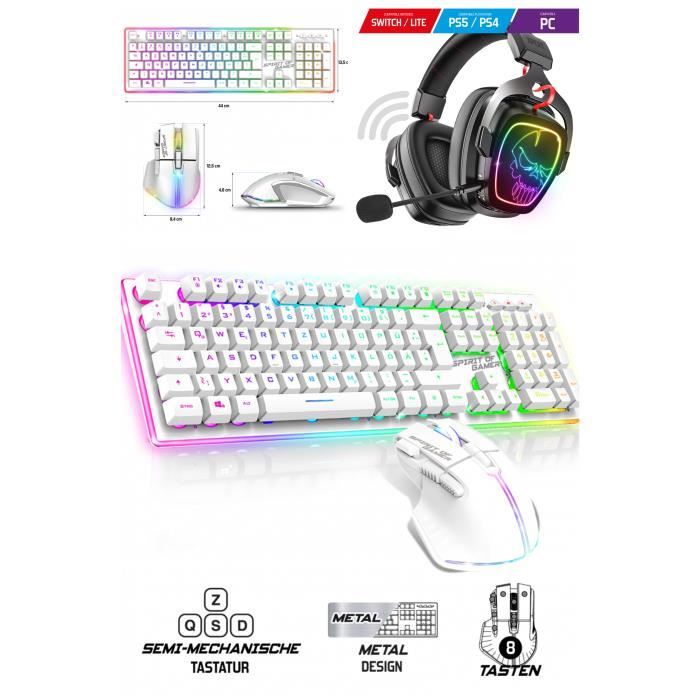 Pack gamer 5 en 1 casque 5.1, clavier, souris et tapis +