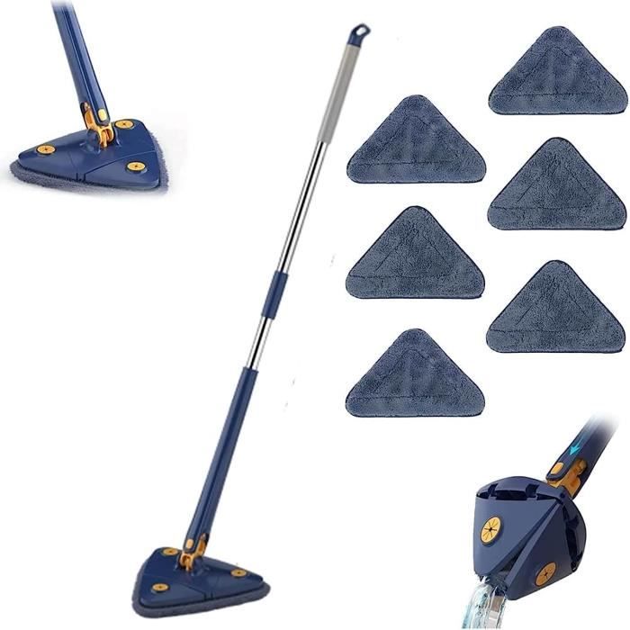 Balai Microfibre Triangulaire 360° BRIXBEE - Nettoyage Plafond Et Sol Avec Essorage Automatique