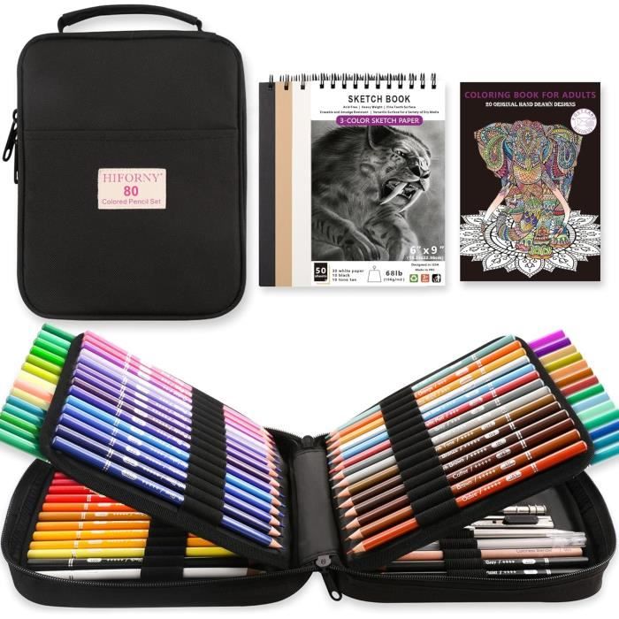 HIFORNY Ensemble de 80 crayons de couleur pour adultes - 72 couleurs de  crayons de couleur avec des extras, des crayons à mine t15 - Cdiscount  Beaux-Arts et Loisirs créatifs