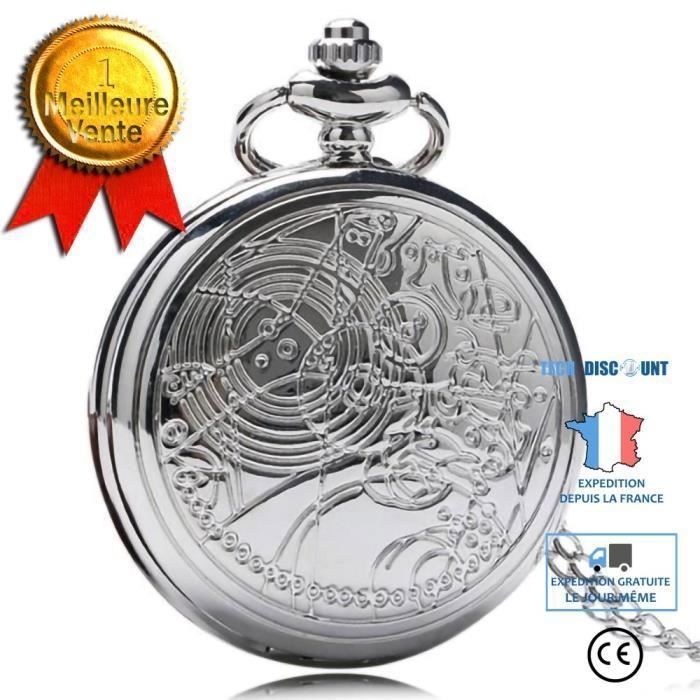 Montre de Poche Vintage Grand Cadran Alliage Argenté