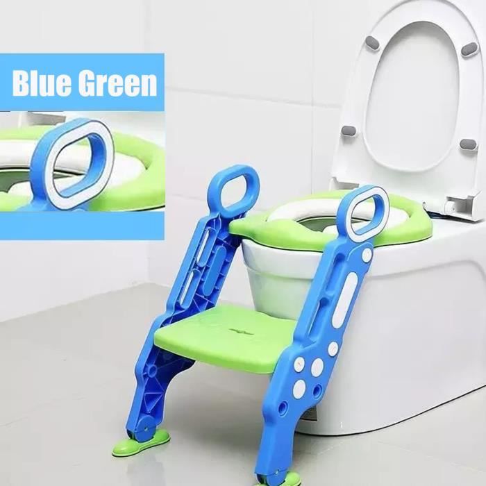 Réducteur WC Siège De Toilette Bébé Enfant Echelle Pliable Réglable avec  Marches Larges - Lunette de Toilette Confortable BLEU VERT - Cdiscount  Puériculture & Eveil bébé