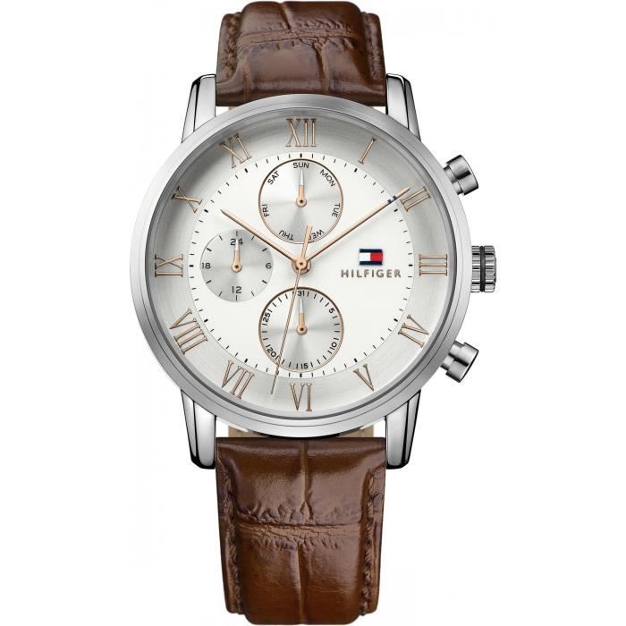TOMMY HILFIGER  Montre Homme 1791400 Argent, Blanc