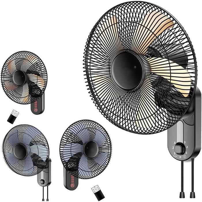 RELAX4LIFE Ventilateur Mural Industriel 55cm 120W - 3 Vitesses, Oscillant Avec Rotation Horizontale & Verticale, Cadre Fer Et Pales Aluminium (Noir)