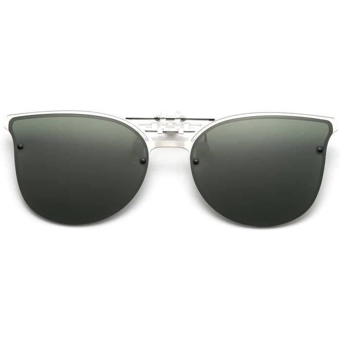 Clip Solaire Relevable Pour Lunettes De Vue - Anti-UV400, Polarisé, Unisexe Noir, Idéal Conduite Jour/nuit