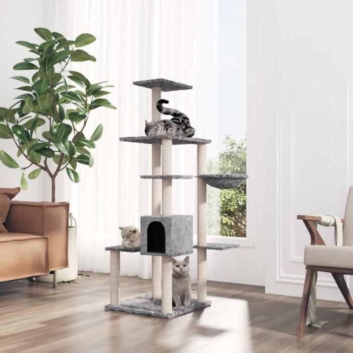 Meilleurs prix pour vidaXL Arbre à chat avec griffoirs en sisal Gris clair 142 cm