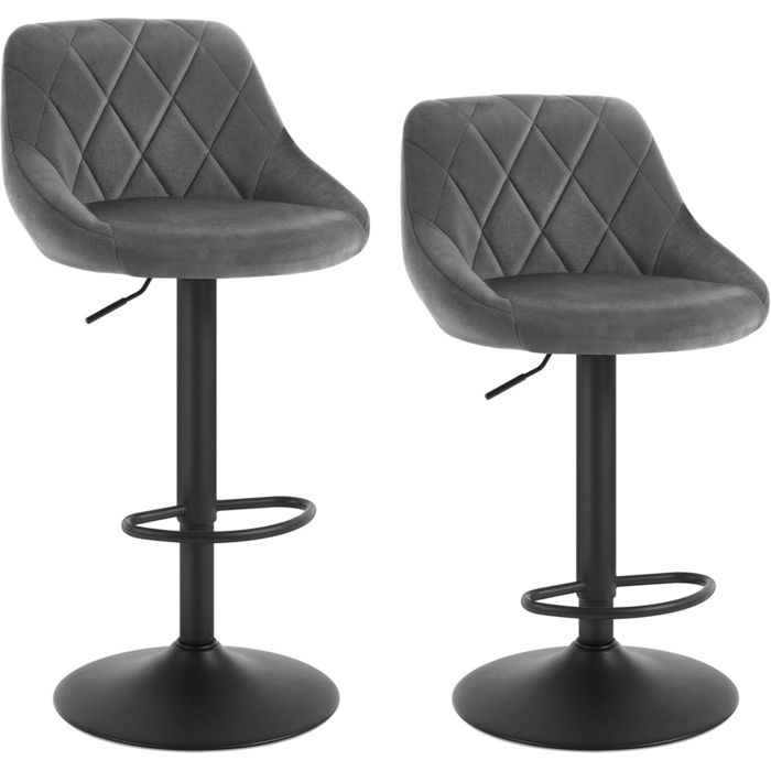 WOLTU Set de 2 tabourets de bar Zwart réglables et pivotants, chaises de bar en
