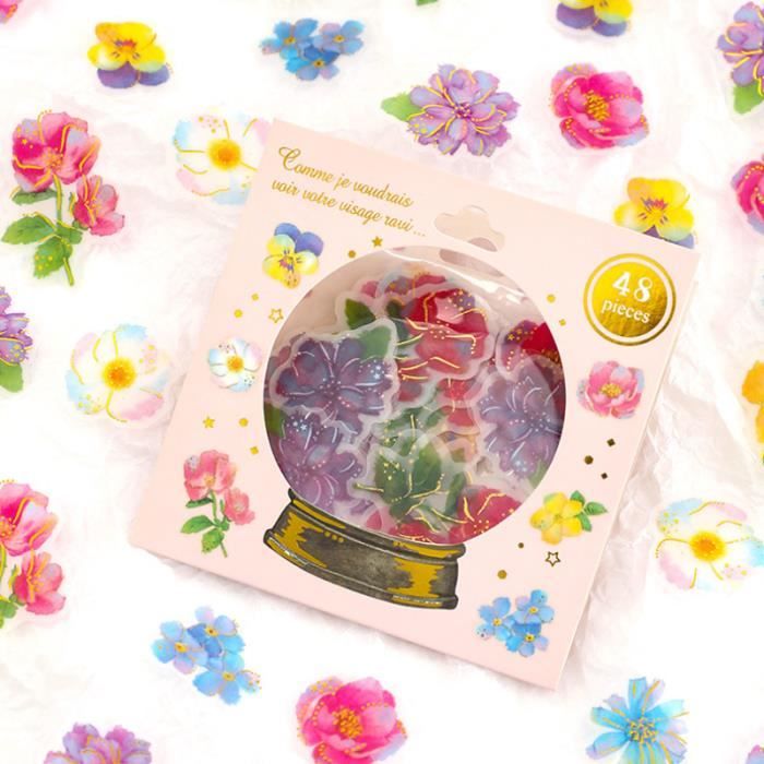 GOMMETTE,02 flowerÉtiquette autocollante boule de cristal en PET